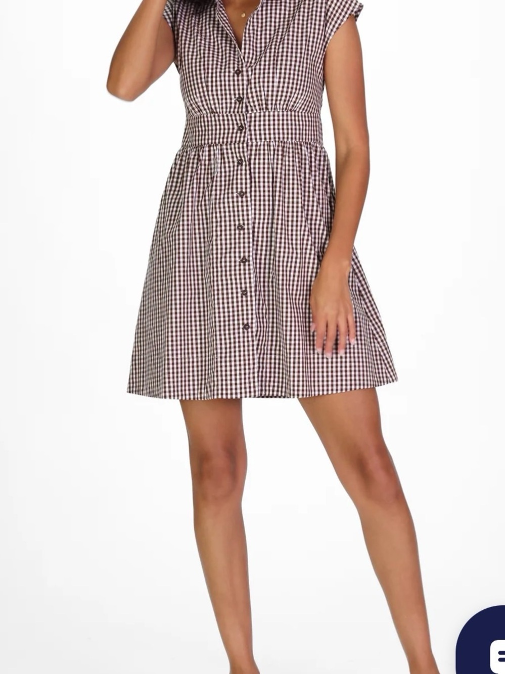 Duffield Lane Brown and White Gingham Midi Shirt Dress